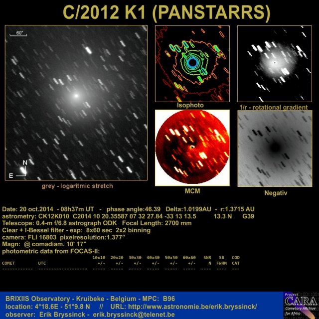 observation comet C/2012 K1 (PANSTARRS) on 18 oct.2014